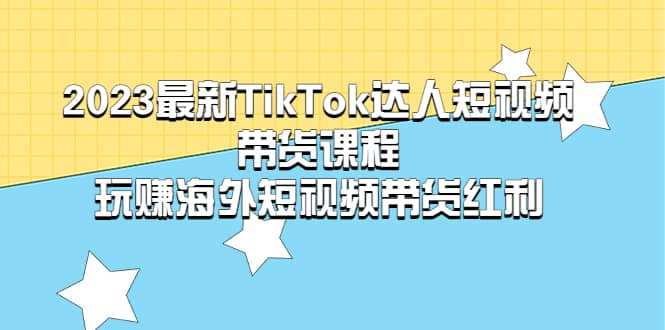 2023最新TikTok·达人短视频带货课程，玩赚海外短视频带货·红利